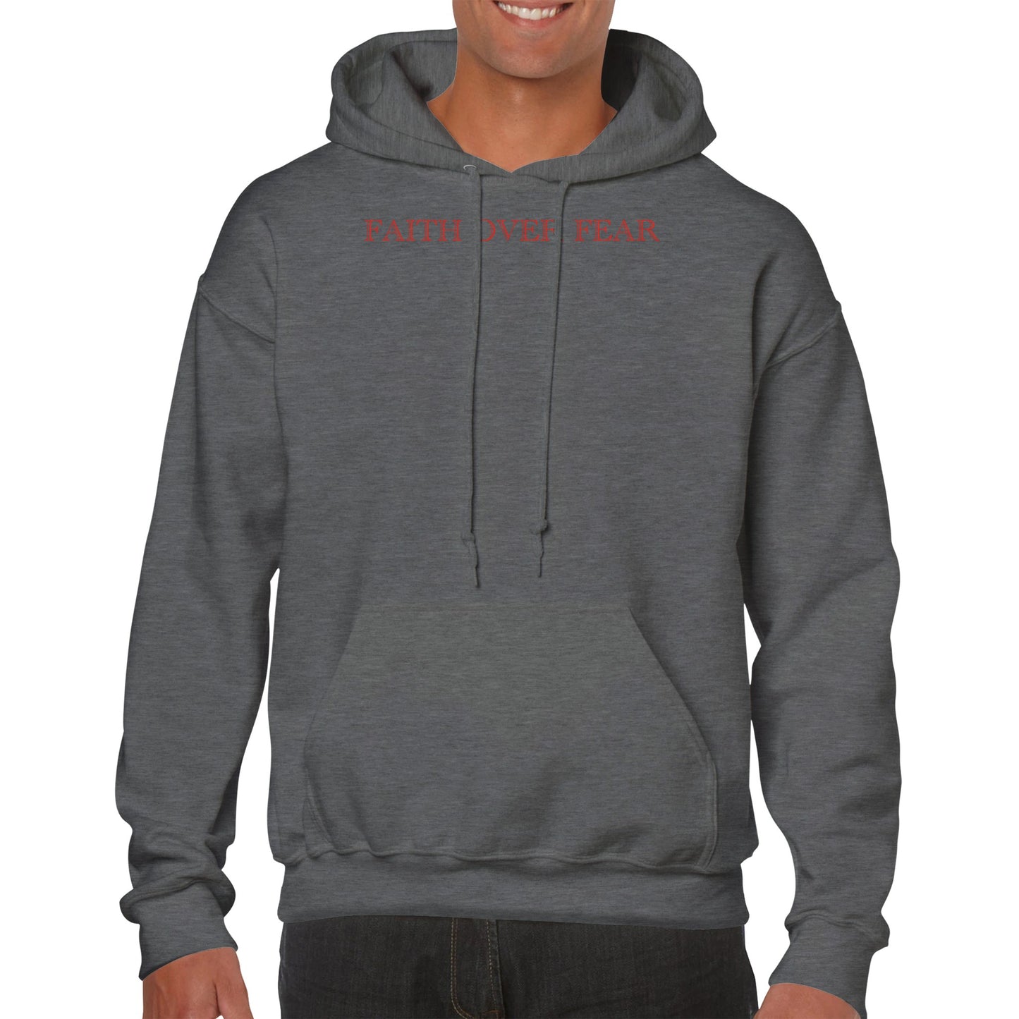 Premium FAITH OVER FEAR Hoodie (RED TEXT)