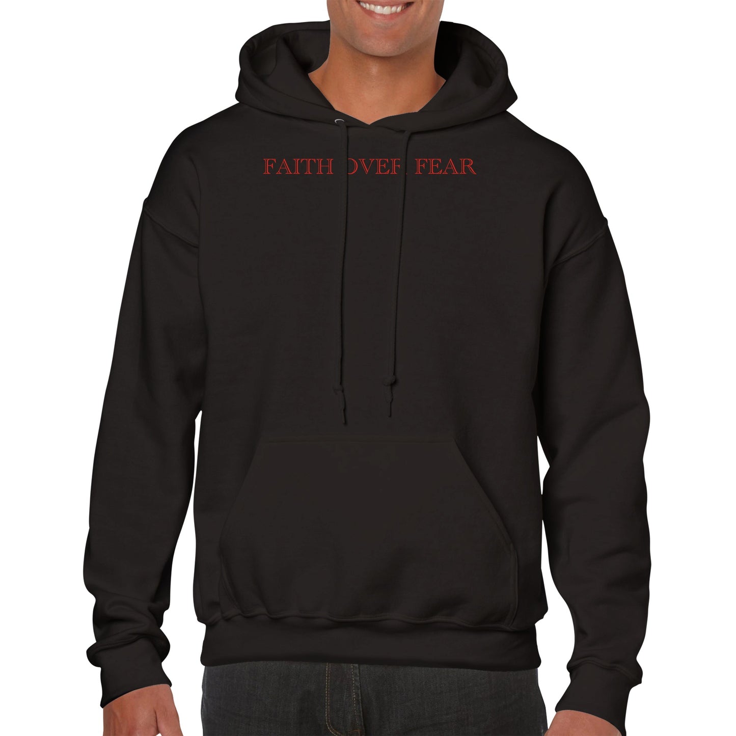 Premium FAITH OVER FEAR Hoodie (RED TEXT)