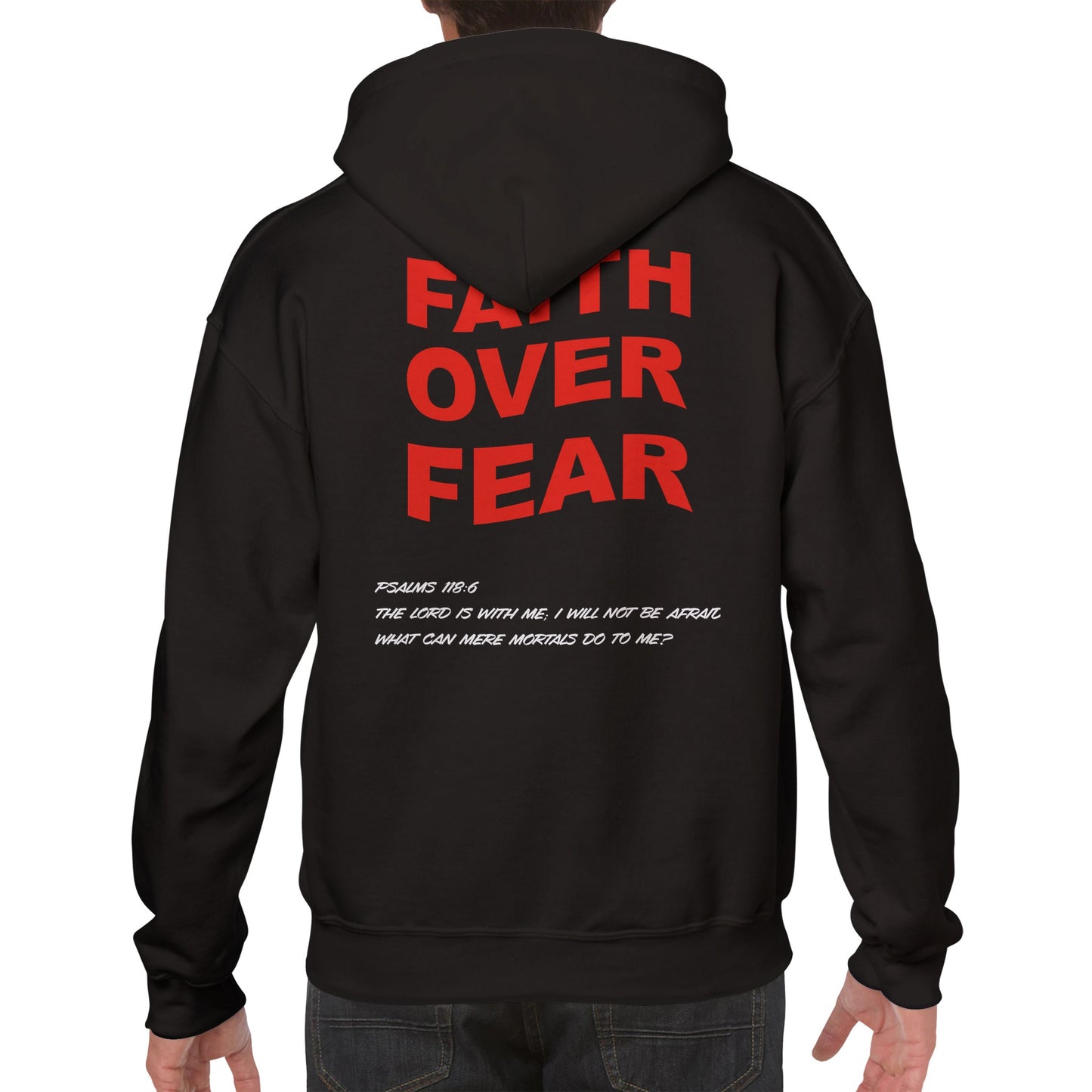 Premium FAITH OVER FEAR Hoodie (RED TEXT)