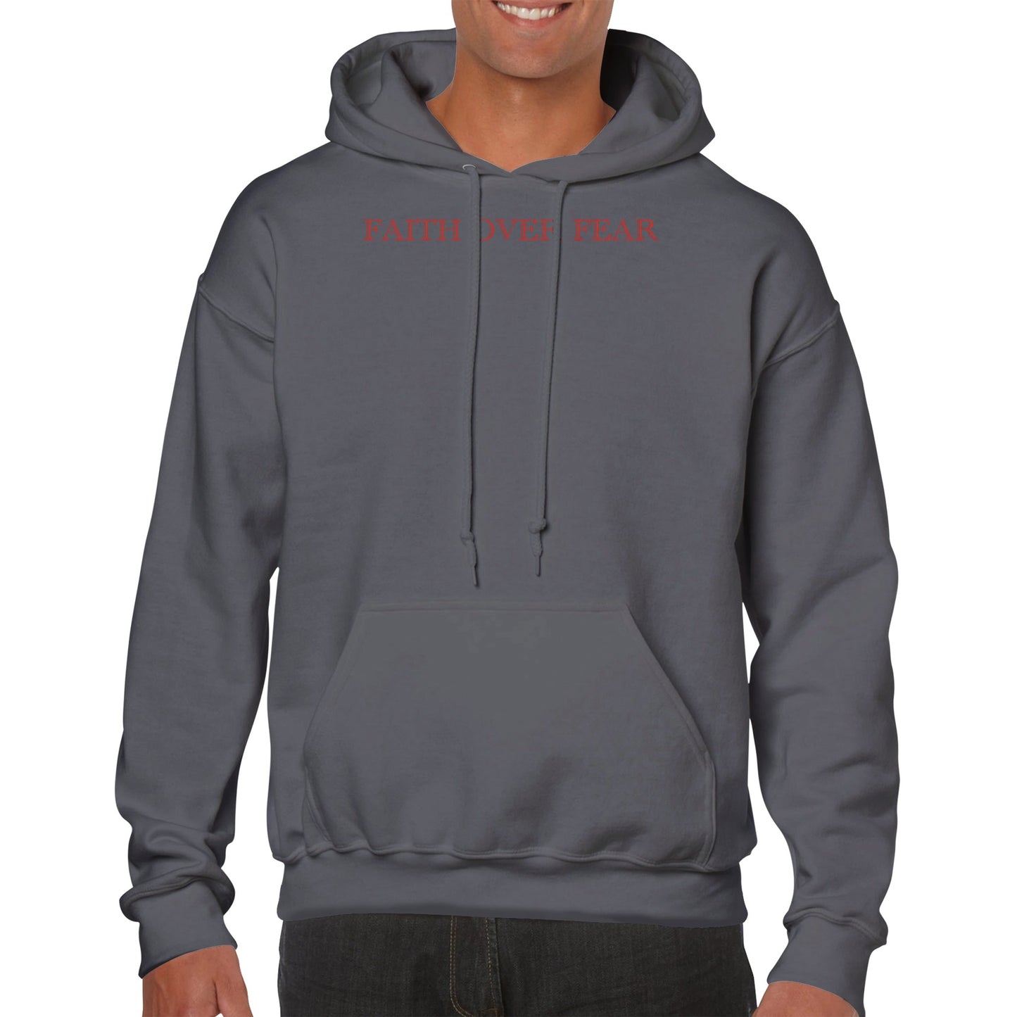 Premium FAITH OVER FEAR Hoodie (RED TEXT)